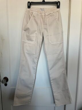 Fidelity Cream Elastic-Waist Utility Pants XS